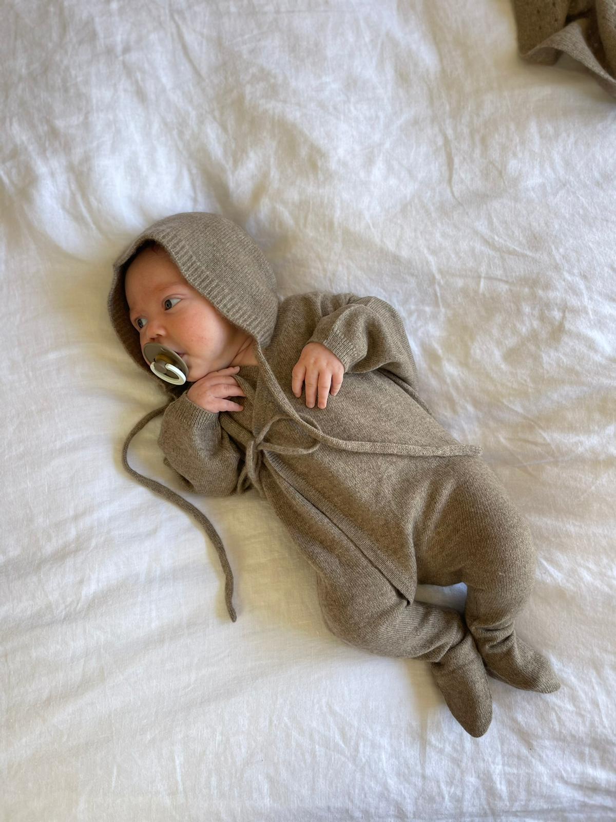 organic cashmere baby sleepsuit babygrow