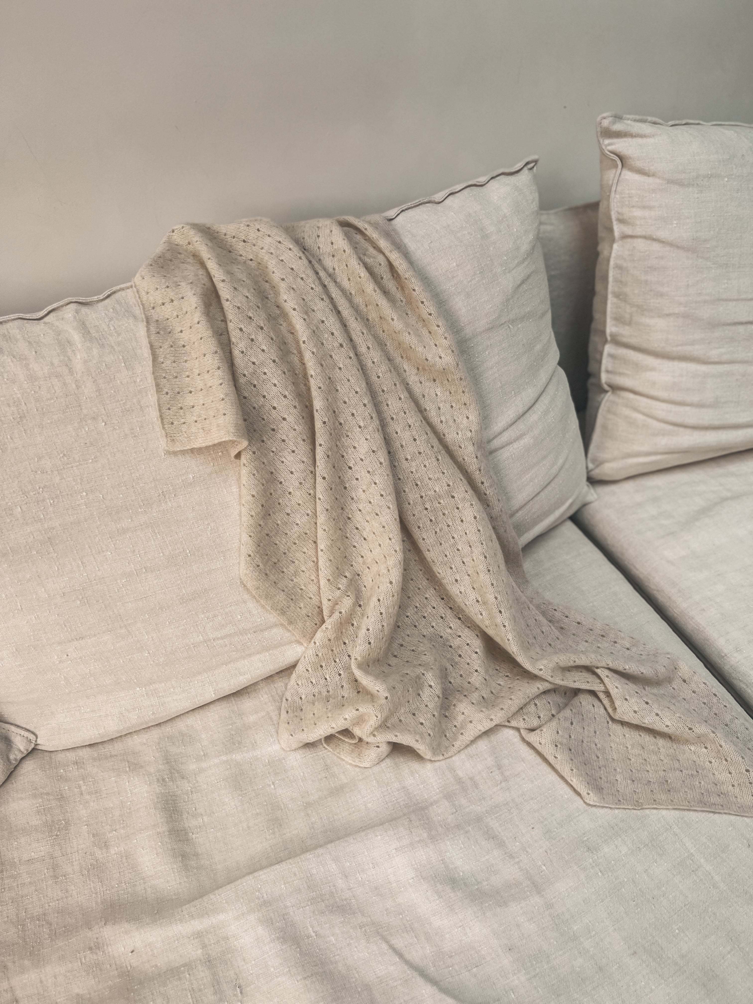 Cashmere pointelle Blanket Almond