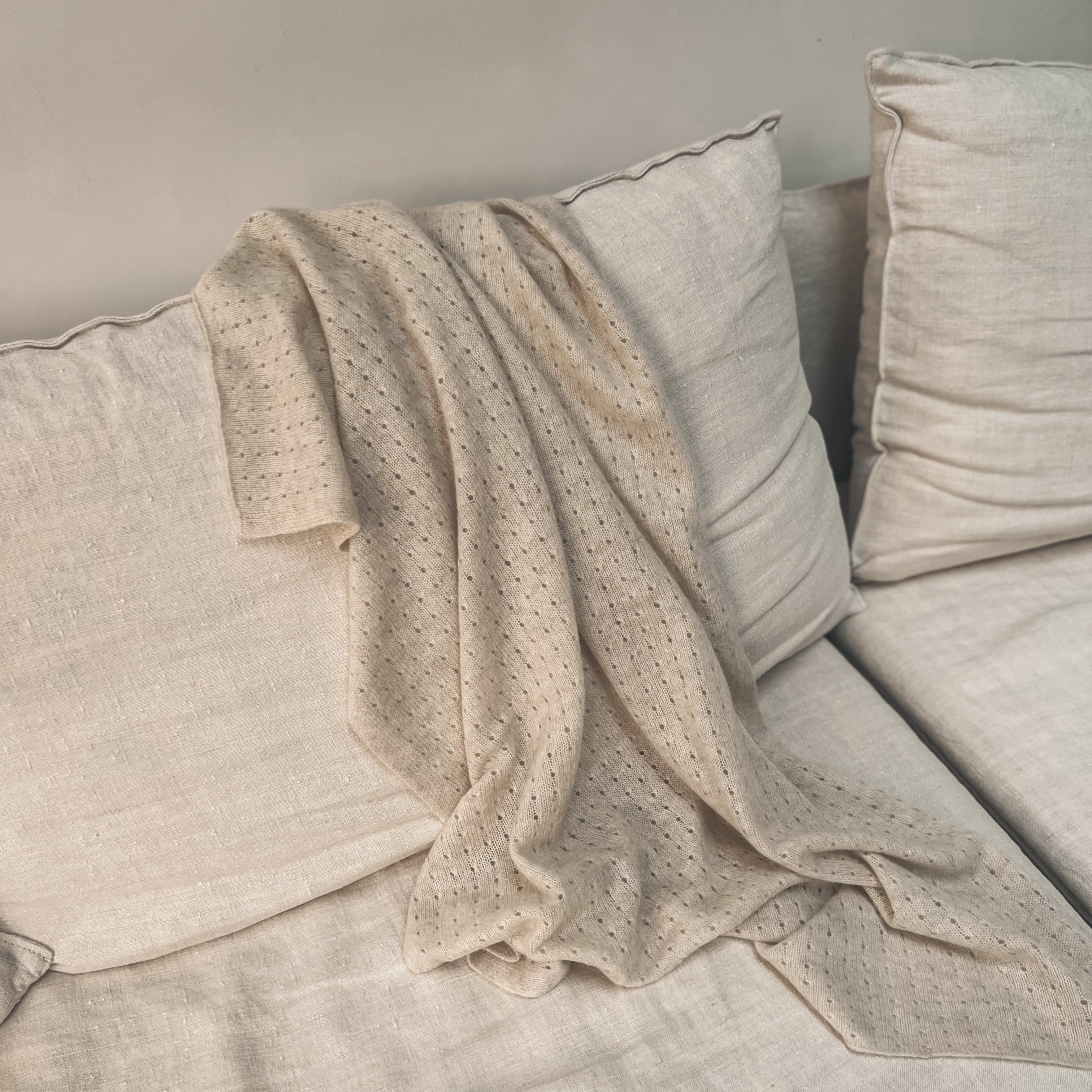 Cashmere pointelle Blanket Almond