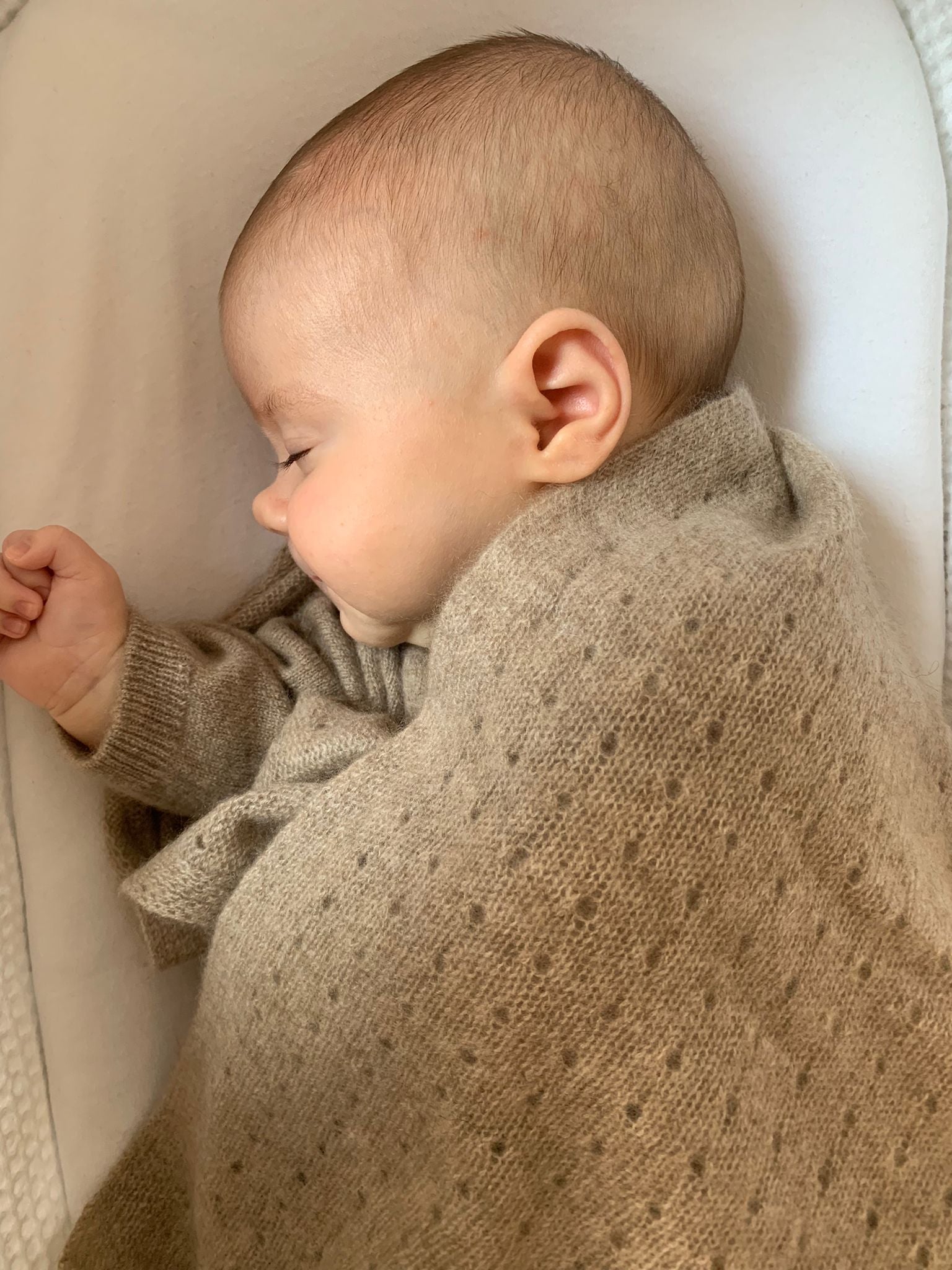 Cashmere Pointelle Blanket Oatmeal