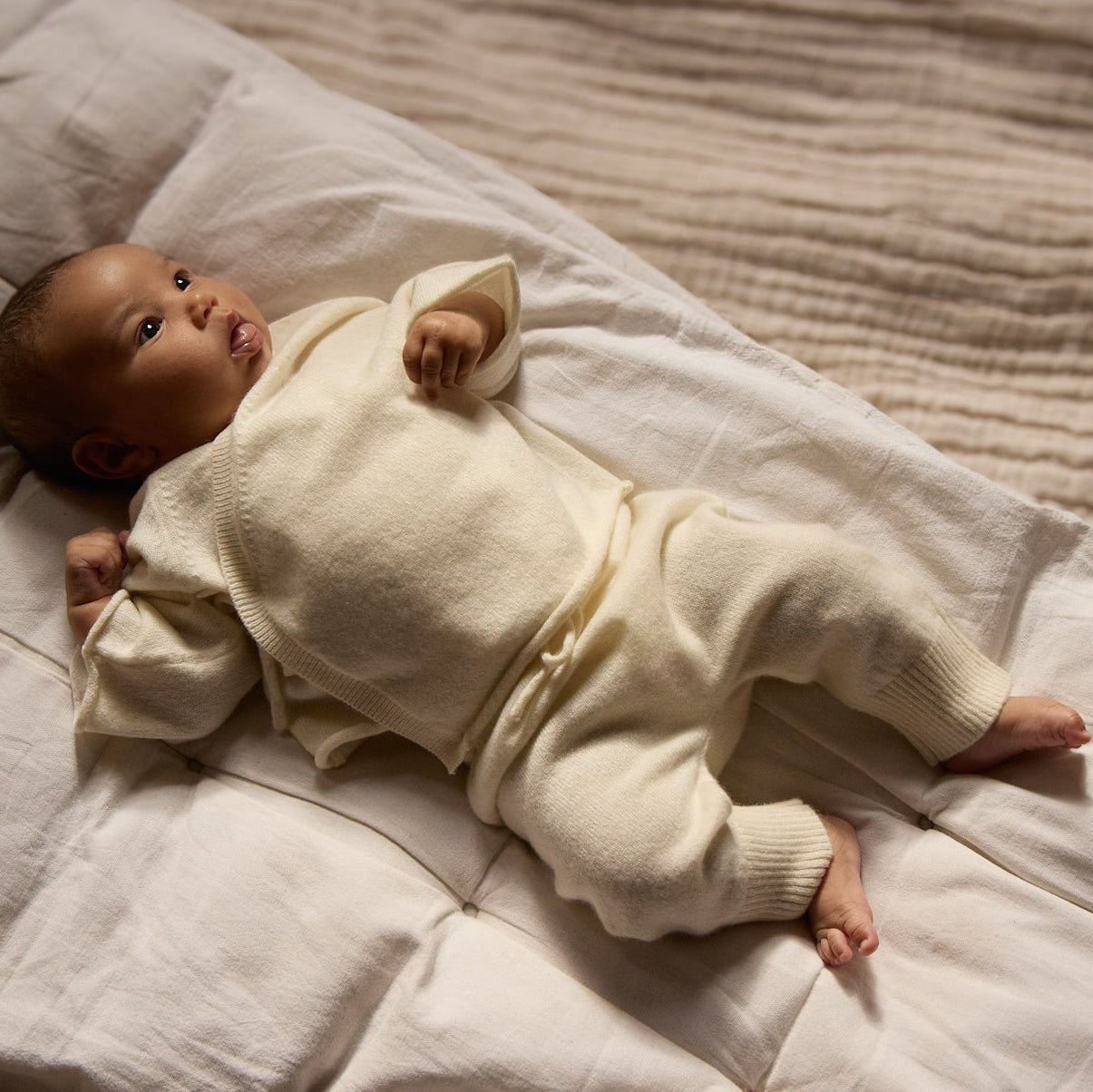 Newborn baby wrapped in cashmere