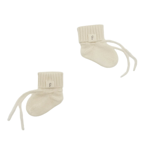 Cashmere Fine Knit Booties Ivory