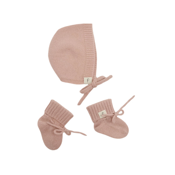 Cashmere Bonnet & Boots Gift Set Pink