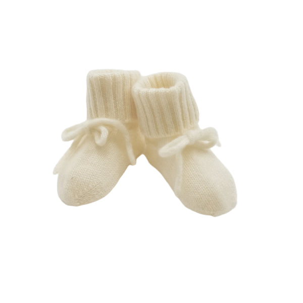 Cashmere Fine Knit Booties Ivory