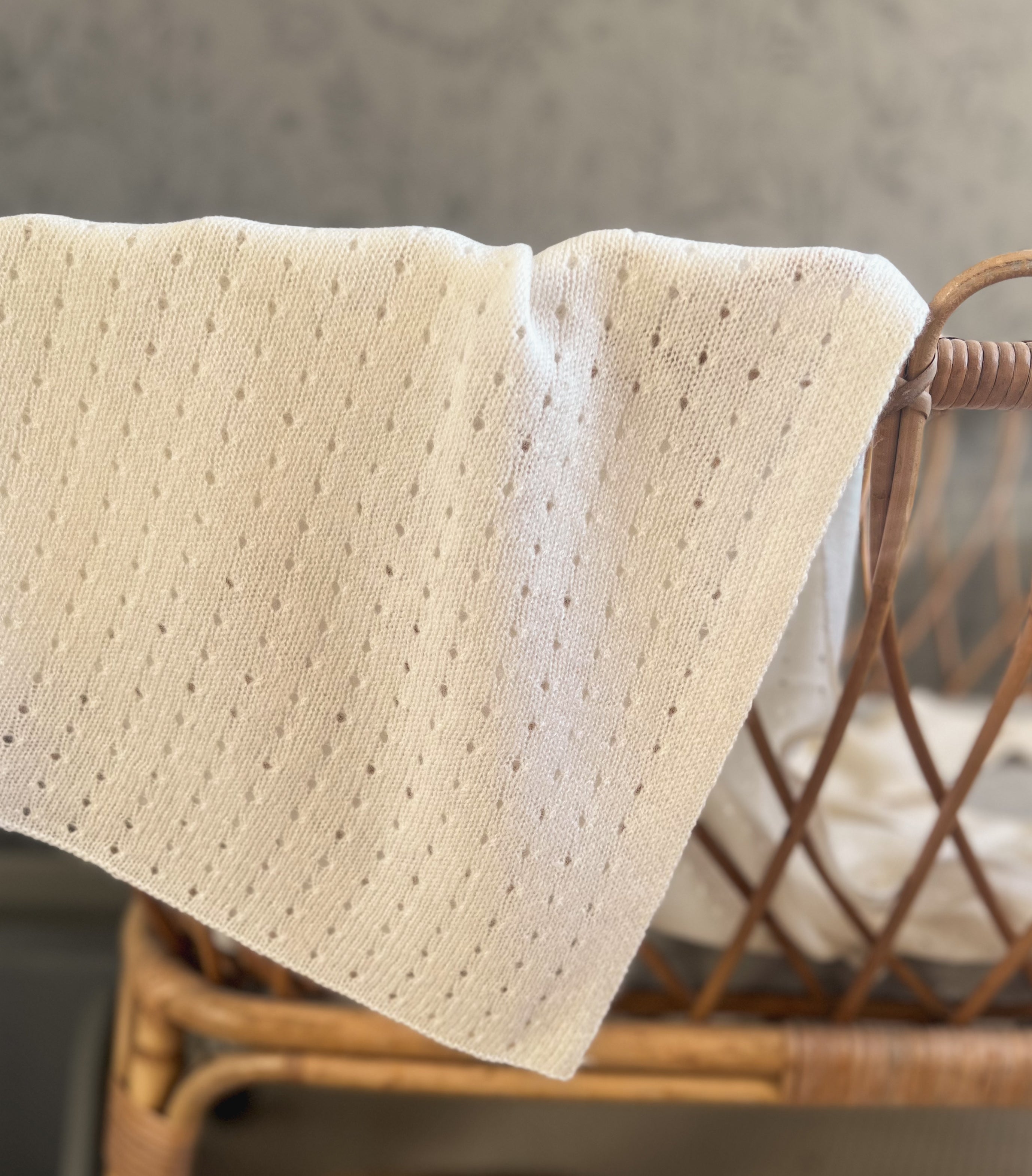 Cashmere Pointelle Blanket Ivory