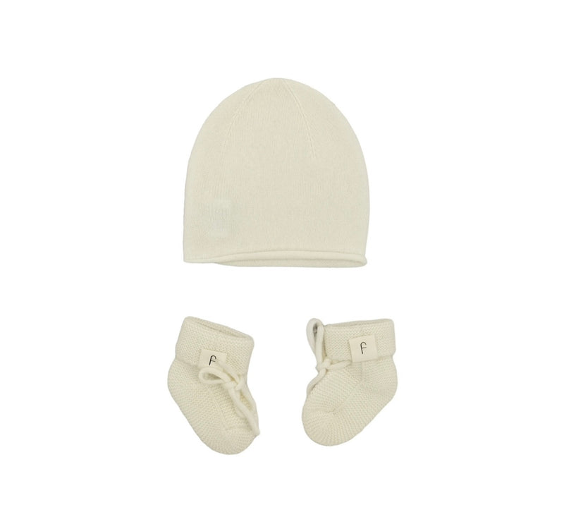 Cashmere Hat and Booties Gift Set Ivory