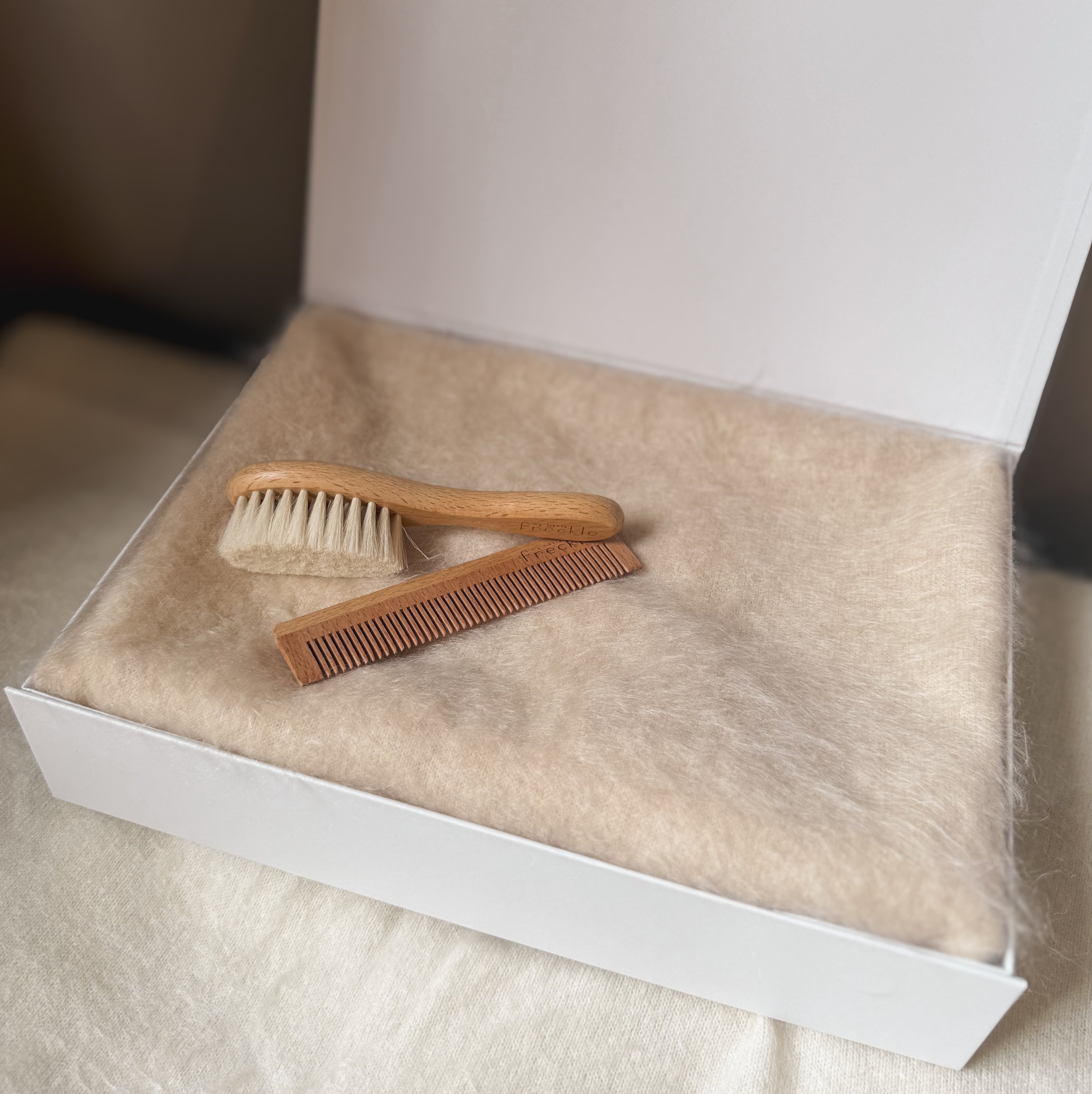 Brushed Cashmere Blanket Gift Set Beige