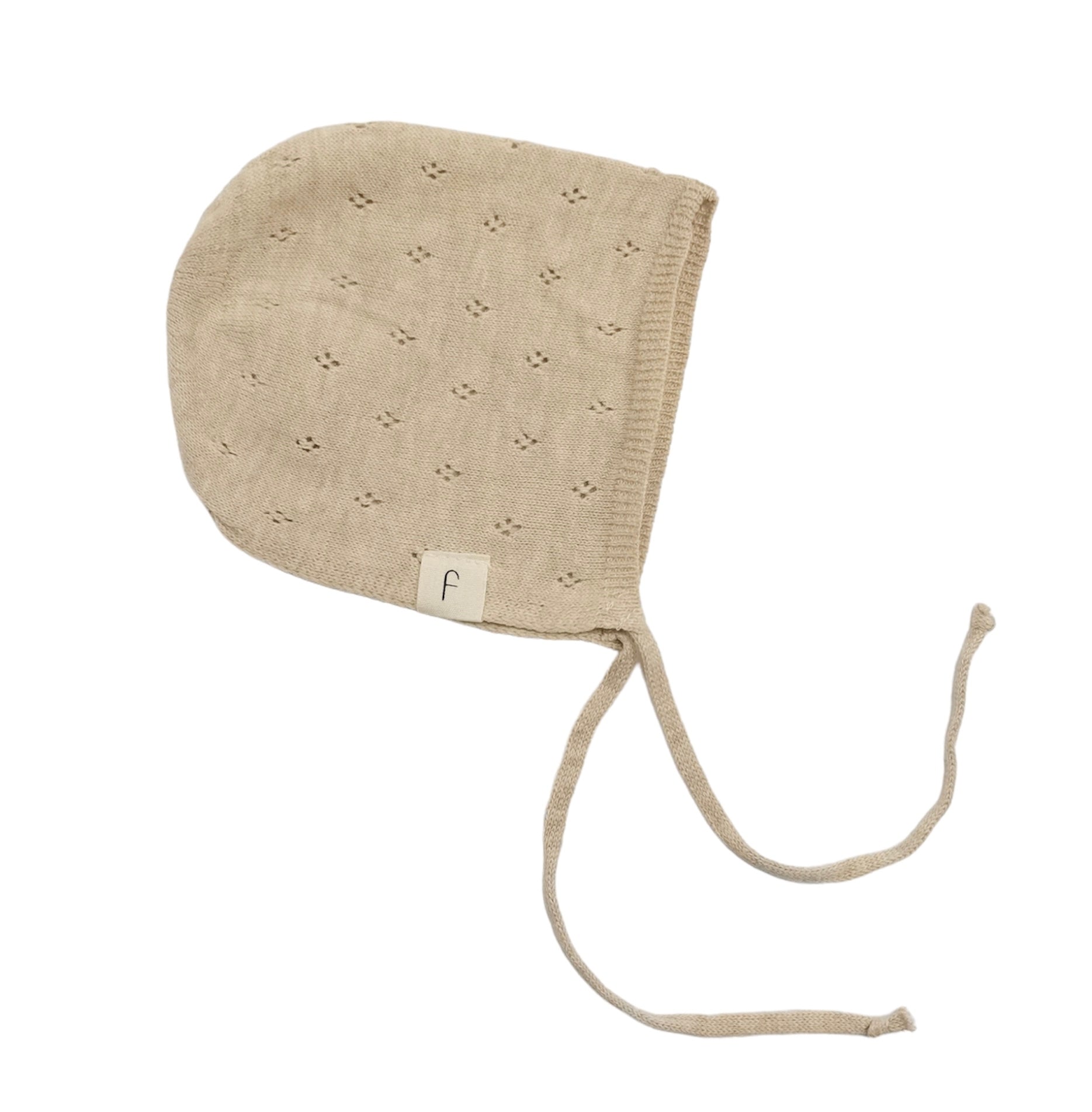 Organic Cotton Pointelle Bonnet Oatmeal