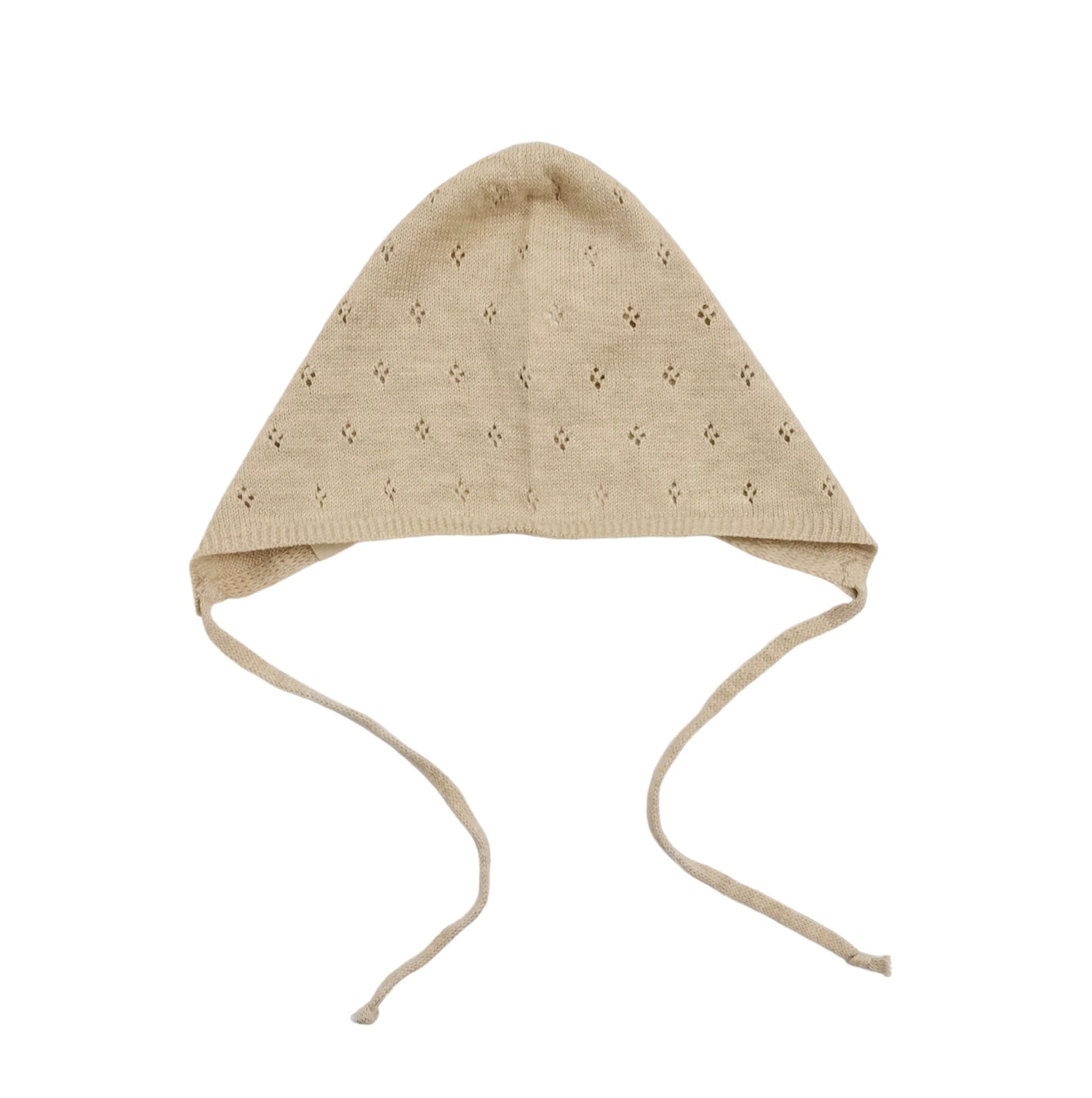 Organic Cotton Pointelle Bonnet Oatmeal