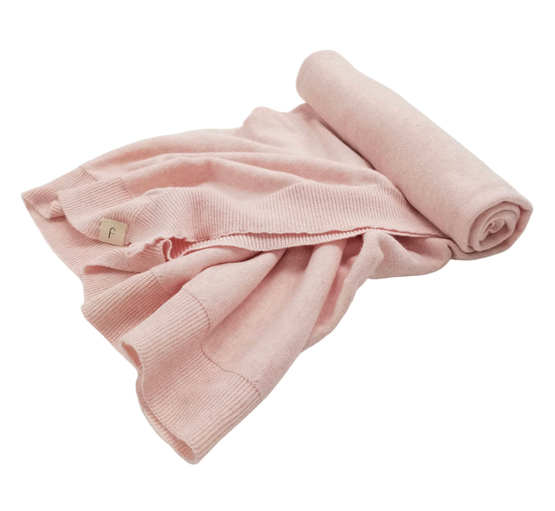 Knitted Cotton Blanket Pink